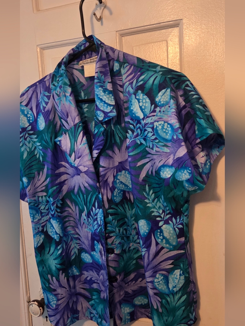 Joann Waters Vintage 80's  Tropical Floral Blouse Size Medium